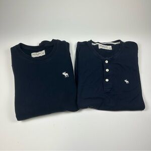 Abercrombie & Fitch Men’s SZ L Crewneck Tshirt Lot Of 2 Navy Blue Moose Y2K